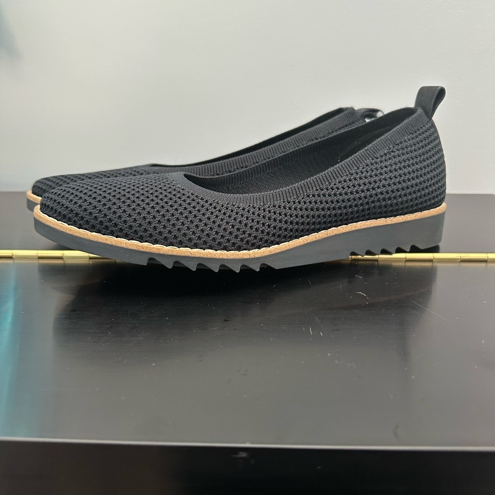 NWT EILEEN FISHER Etta Black Knit Wedge Slip On Shoe- woman’s Size 9